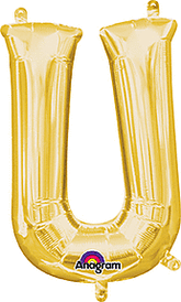 Gold Letter "U" Mylar 16 Inch Balloon